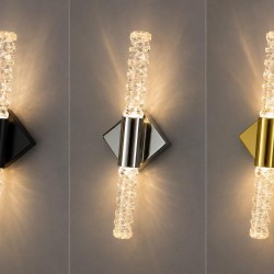 Prizmatik Kristal Desenli Çift Yönlü LED Dekoratif Duvar Apliği Gold